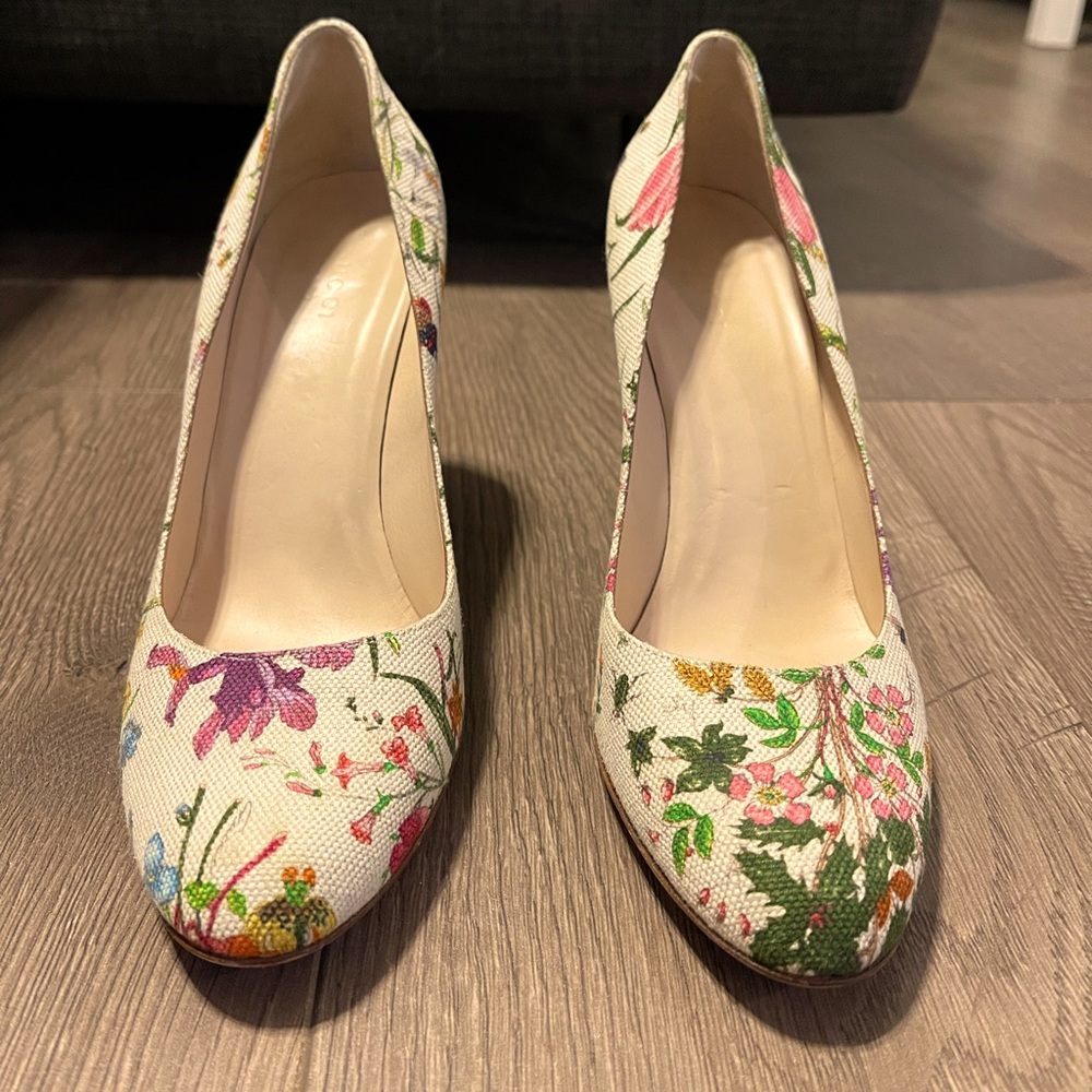 Gucci floral heels.